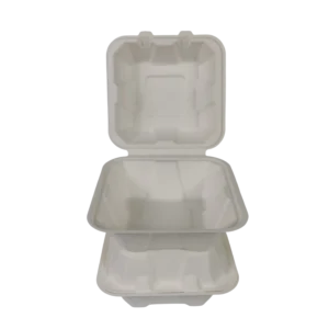 6x6 inch clamshell disposable Sugarcane Bagasse Food Container Biodegradable Compostable