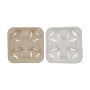 Four compartment Cup Tray  disposable Sugarcane Bagasse Food Container Biodegradable Compostable