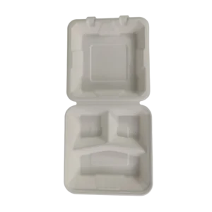 9x9inch 3 compartment lunch box disposable Sugarcane Bagasse Food Container Biodegradable Compostable