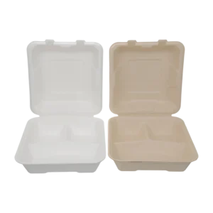 8x8inch 3 compartment lunch box disposable Sugarcane Bagasse Food Container Biodegradable Compostable