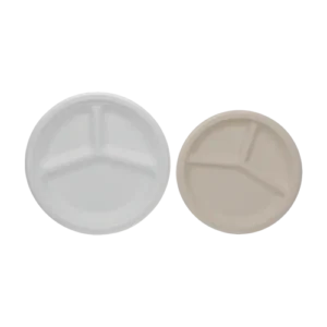 3 Compartment Plate 10inch disposable Sugarcane Bagasse Food Container Biodegradable Compostable
